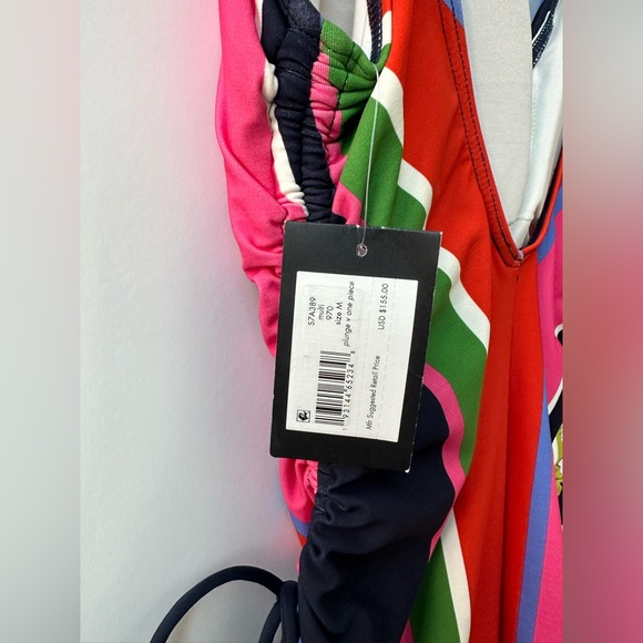 KATE SPADE - BNWT - Plunge V Multicolor Stripe One Piece - Medium - Picture 7 of 8